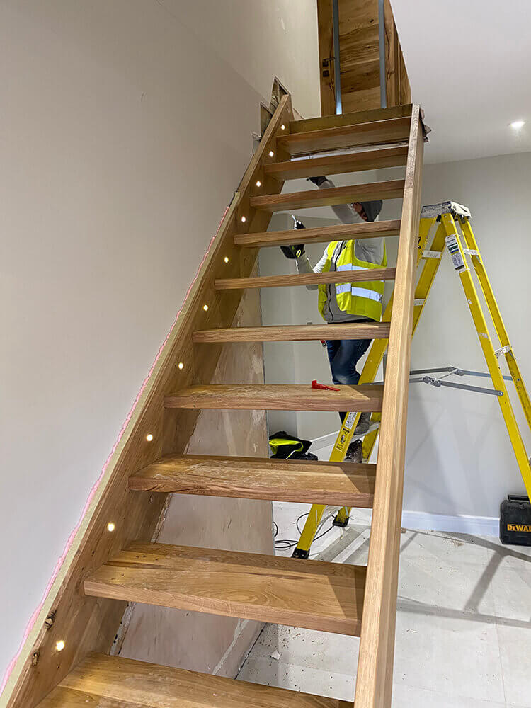 new staircase in Essex home